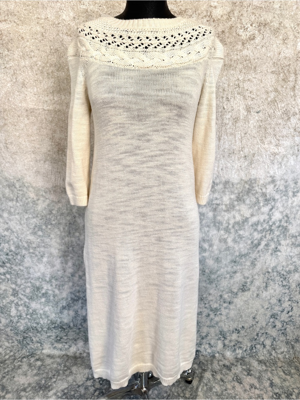 Knitted & Knotted Anthropologie Cream Sweater Dress - SP